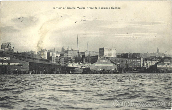 A View Of Seattle Water Front And Business Section Washington