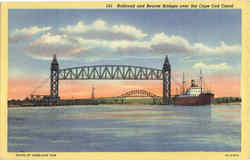 Railroad And Bourne Bridges Over The Cape Cod Canal Massachusetts Postcard Postcard