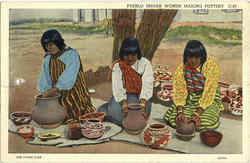 Pueblo Indian Women Making Pottery Native Americana Postcard Postcard