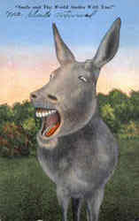 Smile And The World Smiles With You Donkeys Postcard Postcard