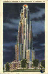 Cathedral Of Learning At Night, University Of Pitsburgh Postcard