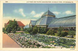 Lily Pond And Phipps Conservatory, Schenley Park Pittsburgh, PA Postcard Postcard