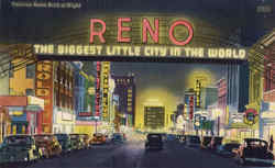 Famous Reno Arch At Night Postcard