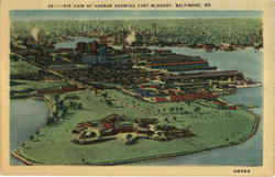 Air View Of Harbor Showing Fort McHenry Postcard