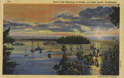 Yacht Club Moorings At Sunset Postcard