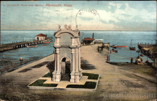 Plymouth Rock and Harbor Massachusetts
