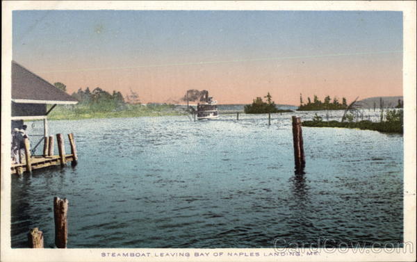 Steamboat Leaving Bay of Naples Landing Maine