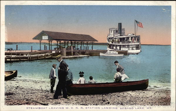 Steamboat Leaving MCRR Station Landing Sebago Lake Maine