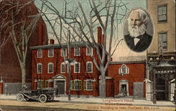 Longfellow's Home, Maine Historical Society Building in Rear Postcard