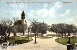 Approach to the New York State Capitol, showing the City Hall Postcard