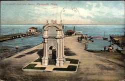 Plymouth Rock and Harbor Massachusetts Postcard Postcard