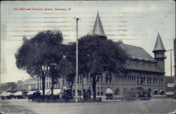 City Hall and Fountain Square Evanston, IL Postcard Postcard