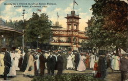 Waiting for a chance to ride on Scenic Railway, Euclid Beach Postcard