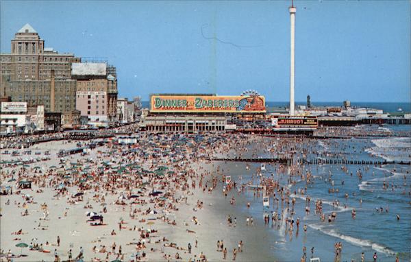 Bird's-eye view of bathing beach Atlantic City New Jersey