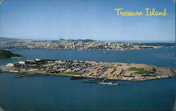 Aerial View of Treasure Island with the Bay Bridge and City in the Background San Francisco California