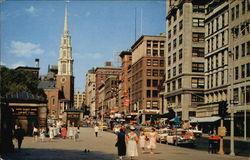 Tremont Street and Park Street Church Postcard