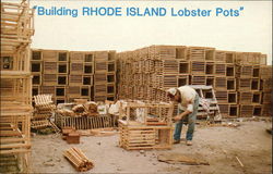 Building Rhode Island Lobster Pots Postcard