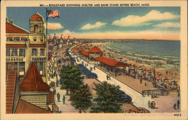 Boulevard Showing Shelter and Band Stand Revere Beach Massachusetts