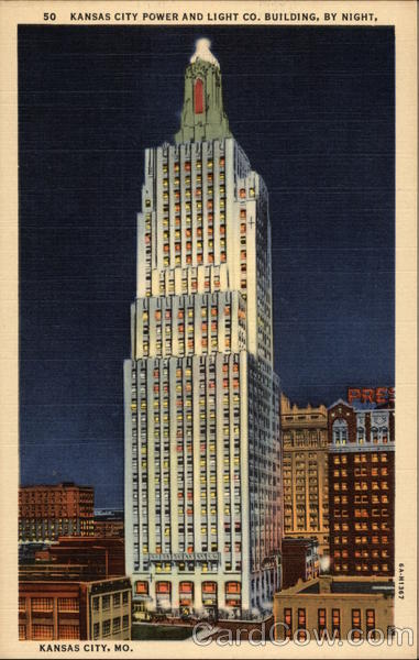 Kansas City Power and Light Co. Building, by night Missouri