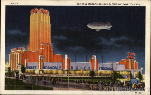 General Motors Building by night 1933 Chicago World Fair