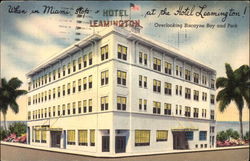 Hotel Leamington, Overlooking Biscayne Bay and Park Miami, FL Postcard Postcard