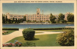 West High School from the Sunken Gardens Postcard