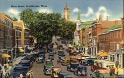 Main Street Southbridge, MA Postcard Postcard