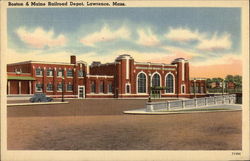 Boston & Maine Railroad Depot Lawrence, MA Postcard Postcard