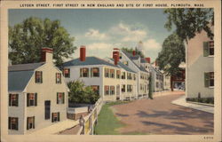 Leyden Street - First Street in New England and Site of First House Postcard