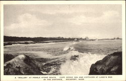 A "Roller" at Pebble Stone Beach - Cape Hedge Inn & Cottages at Land's End Rockport, MA Postcard Postcard