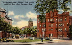 View Showing Armory, Womens Club Building and North High School Postcard