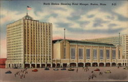 North Station showing Hotel Manger Postcard