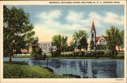 Memorial Building, Chapel and Pond, M.S.C Postcard