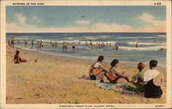 Bathing in the Surf Plum Island, MA Postcard Postcard