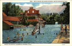 Bath House and Warm Mineral Water Swimming Pool, Hotel Colorado Glenwood Springs, CO Postcard Postcard
