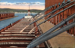 Loading Grain Onto Barge Postcard