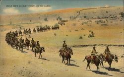 Uncle Sam's Cavalry Troops on the March Fort Bliss, TX Postcard Postcard