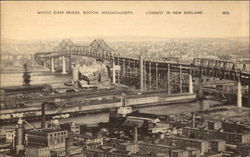 Mystic River Bridge - Longest in New England Postcard