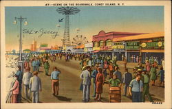 Scene on the Boardwalk Postcard