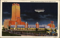 General Motors Building by night 1933 Chicago World Fair Postcard Postcard