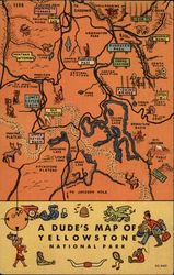 A Dude's Map of Yellowstone National Park Postcard