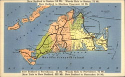 Map of Martha's Vineyard Island Maps Postcard Postcard