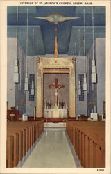 Interior of St. Joseph's Church Salem, MA Postcard Postcard