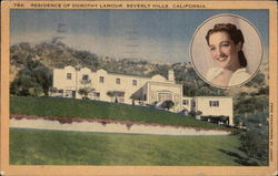 Residence of Dorothy Lamour Beverly Hills, CA Postcard Postcard