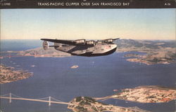 Trans-Pacific Clipper over San Francisco Bay Postcard