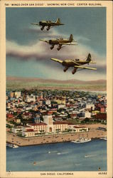 Wings Over San Diego - Showing New Civic Center Building California Postcard Postcard