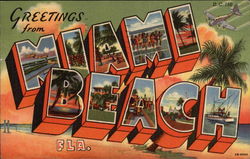 Greetings From Miami Beach, Fla Florida Postcard Postcard