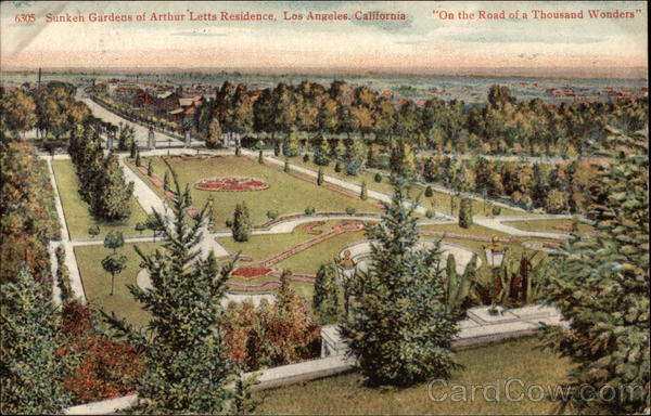 Sunken Gardens of Arthur Letts Residence - On the Road of a Thousand Wonders Los Angeles California