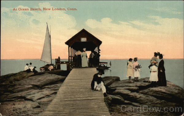Beach Goers at Ocean Beach New London Connecticut