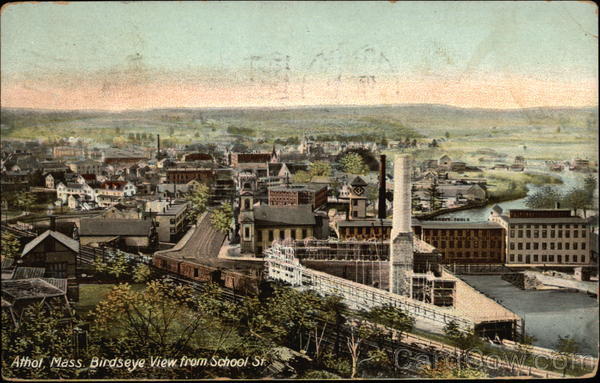 Bird's Eye View from School Street Athol Massachusetts